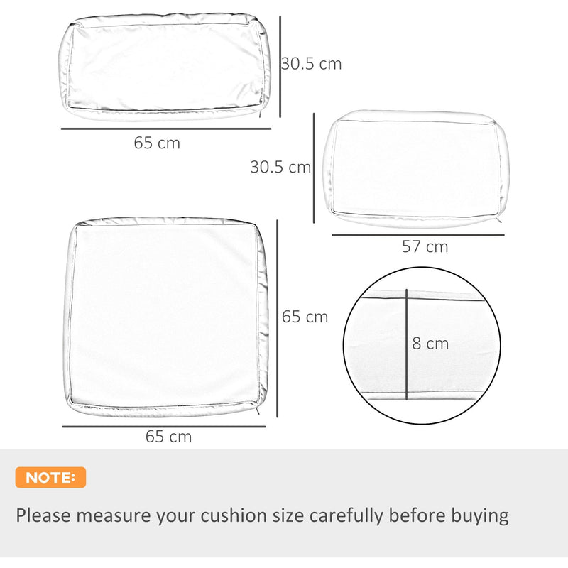 Outsunny Garden Rattan Sofa Cushion Polyester Cover Replacement Outdoor- No Cushion Included Grey Outsunny