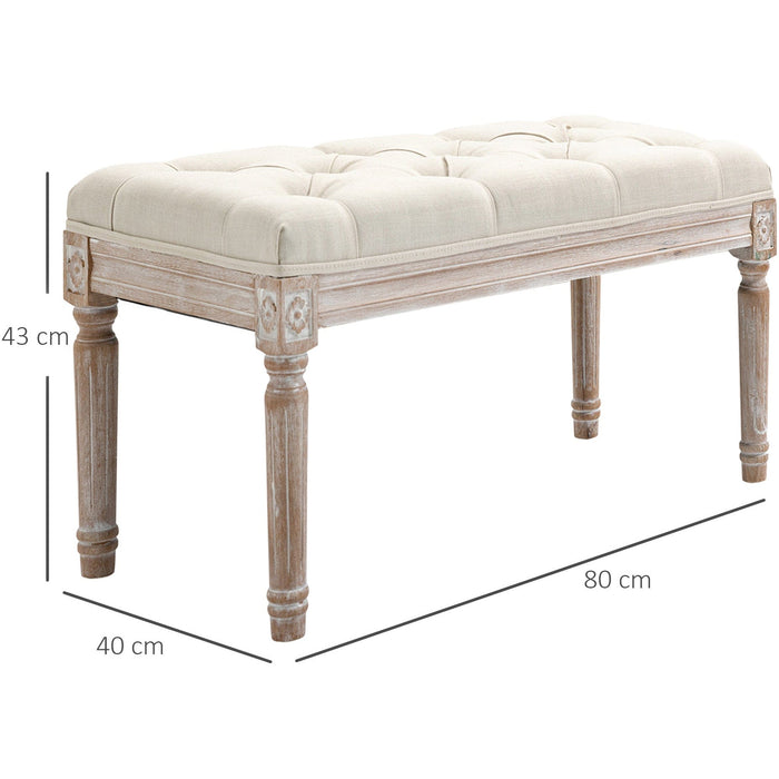 Beige Upholstered Accent Bench
