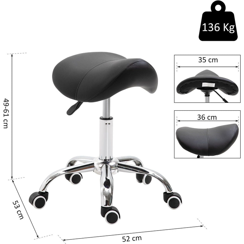 Adjustable Cosmetic Stool, 360° Rotate, Faux Leather