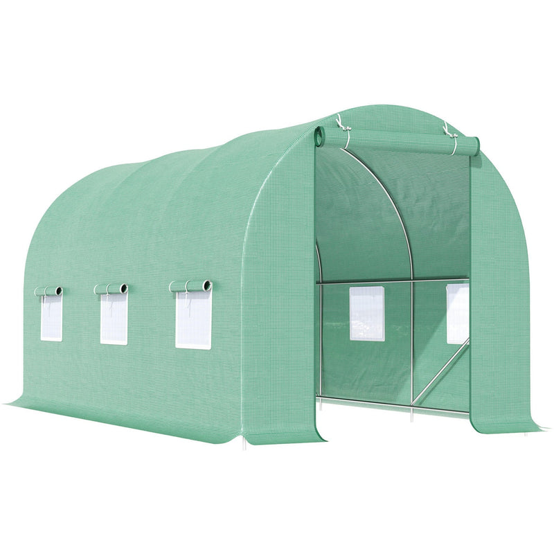 Poly Tunnel Greenhouse, Vents, Door, Windows, 4.5x2x2m
