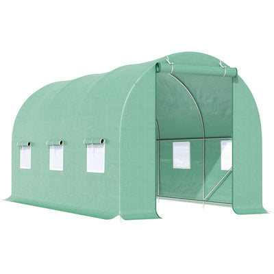 Poly Tunnel Greenhouse, Vents, Door, Windows, 4.5x2x2m Outsunny