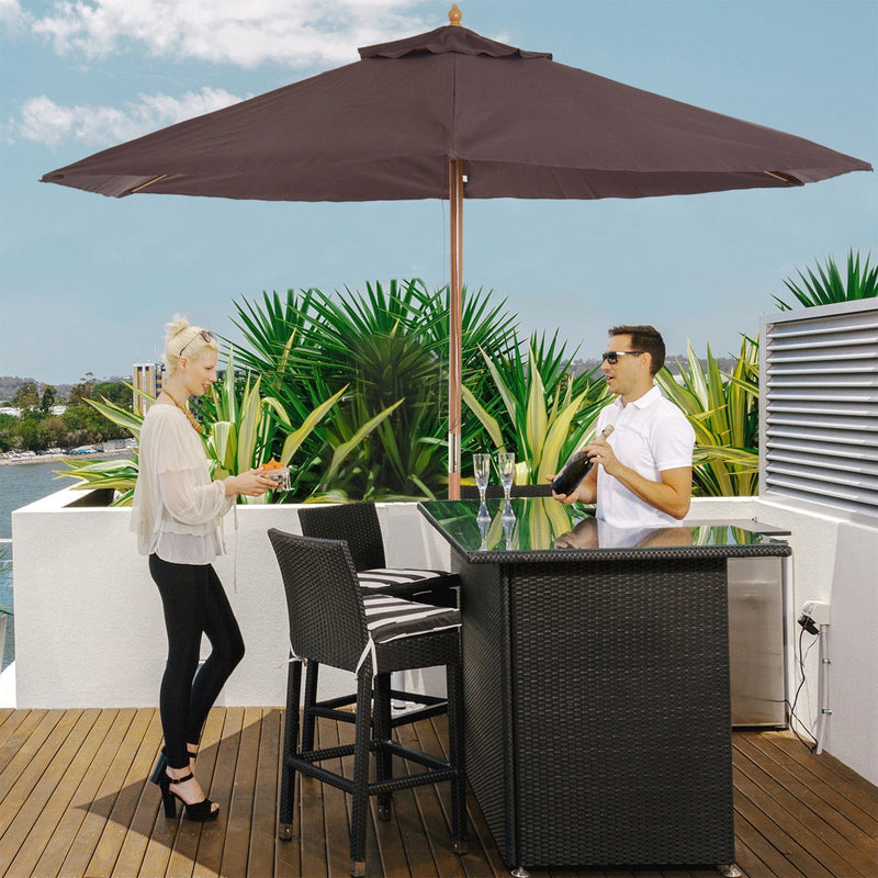 2.5m Wooden Garden Sun Shade Parasol