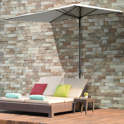 2.3m Balcony Half Umbrella, Crank Handle Outsunny