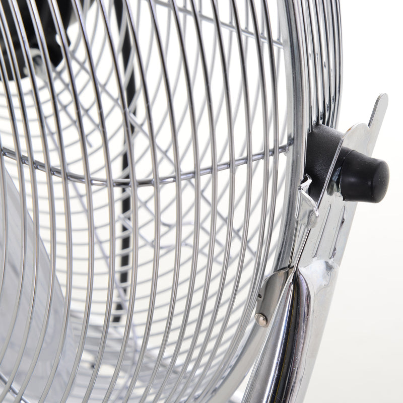 20" Chrome High-Velocity Floor Fan: 3-Speed, 100W Homcom