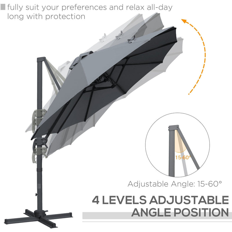 4.5m Roma Double Sided Cantilever Parasol With Cross Base
