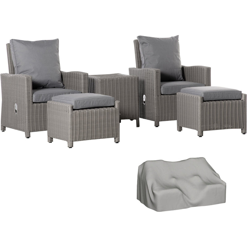 Reclining Rattan Garden Chairs With Drinks Cooler Table