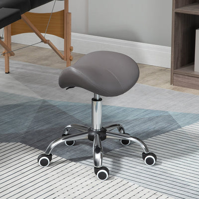 Grey Cosmetic Salon Stool With Wheels Homcom