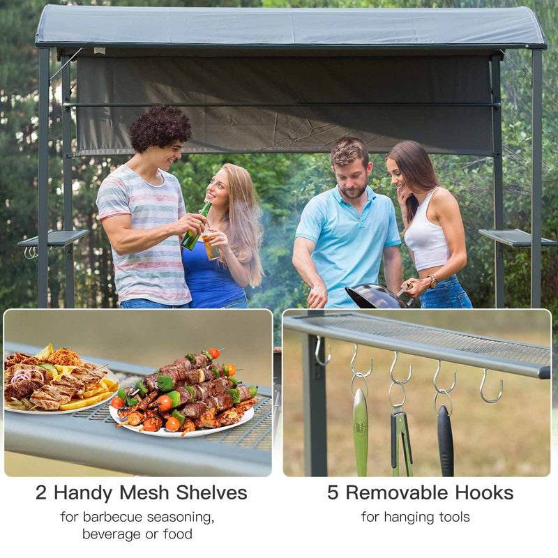 Metal Frame Outdoor BBQ Canopy, Grey