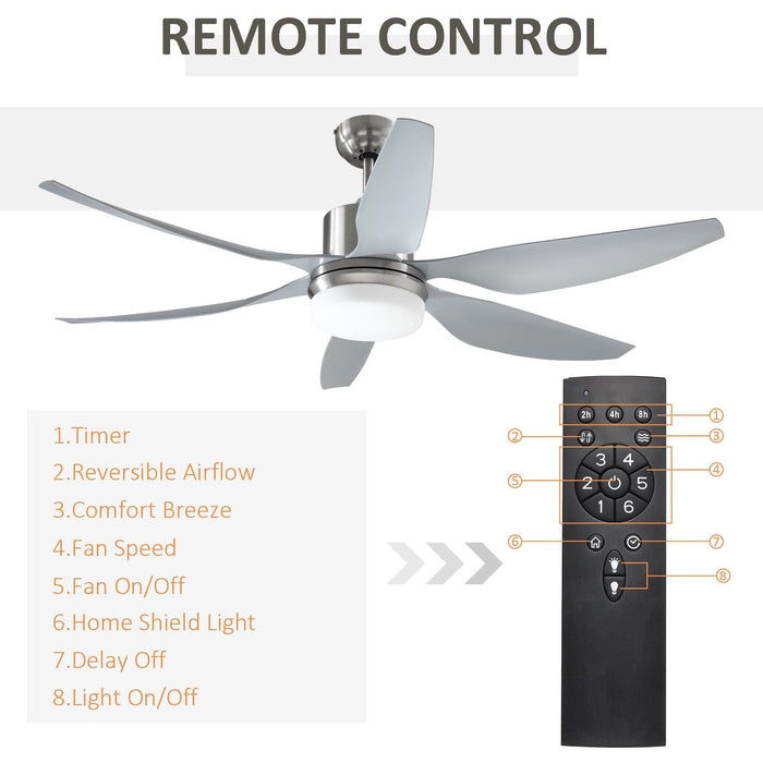 6-Blade Indoor Ceiling Fan with Light, Reversible, Remote