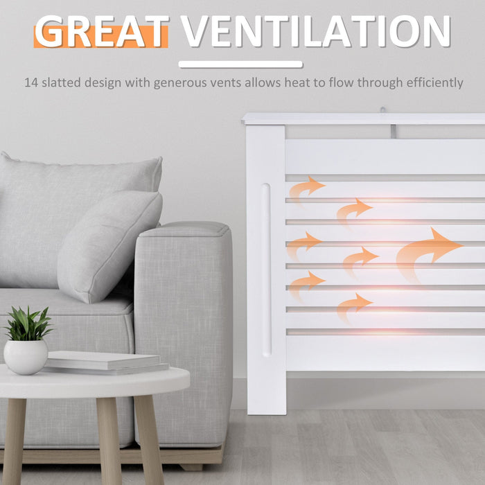 Long Radiator Cover, White, L152 x W19 x H81 cm