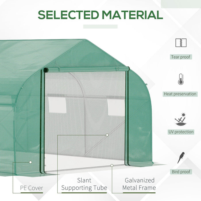 Walk In Polytunnel Greenhouse, PE Cover, 4.5x3x2m