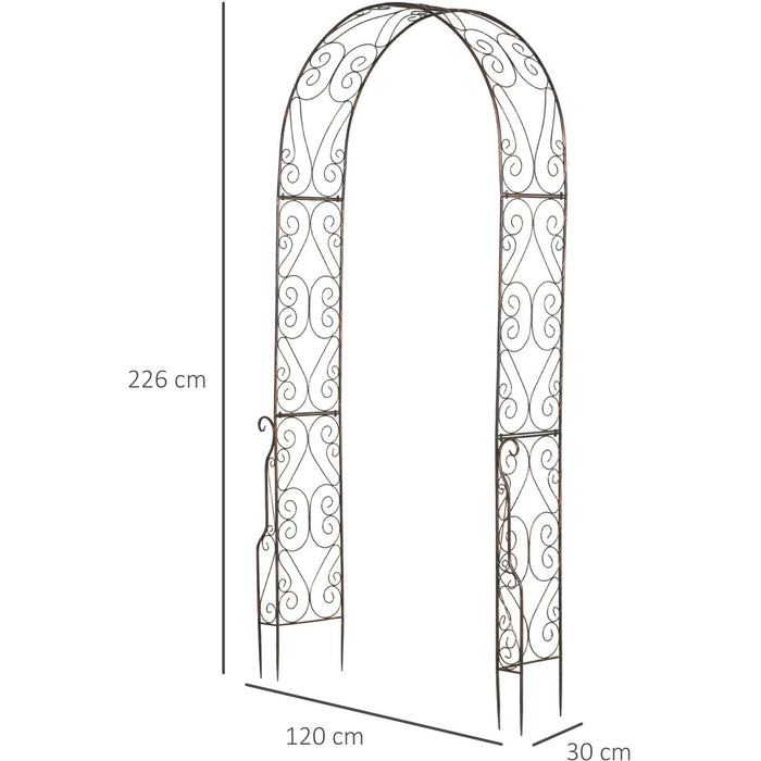 Metal Garden Arch, Climbing Plants, L120 x W30 x H226cm