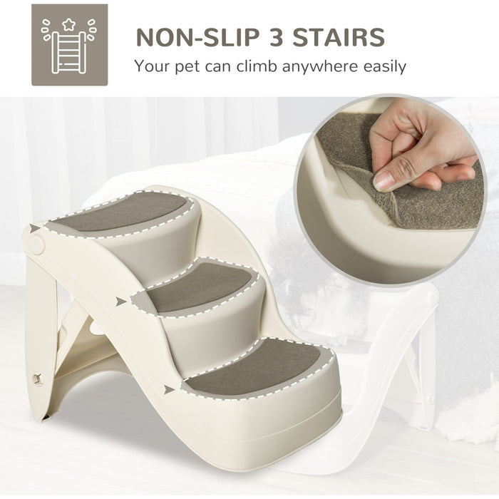 Foldable 3 Step Pet Stairs with Non-slip Mats, 49x38x38cm