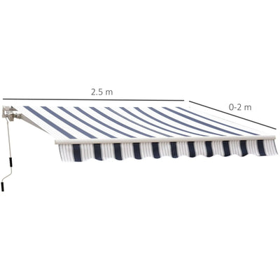 Manual Retractable Garden Patio Awning, 2.5m x 2m Outsunny