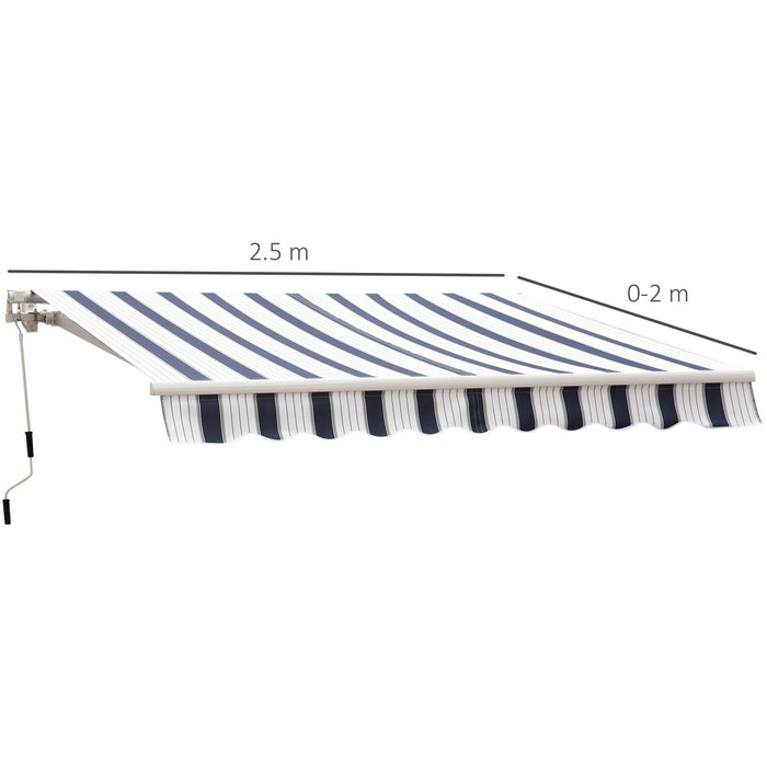 Manual Retractable Garden Patio Awning, 2.5m x 2m