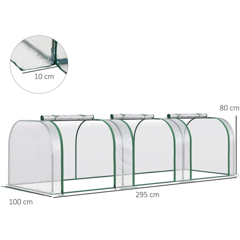 PVC Tunnel Greenhouse 295x100x80cm Clear