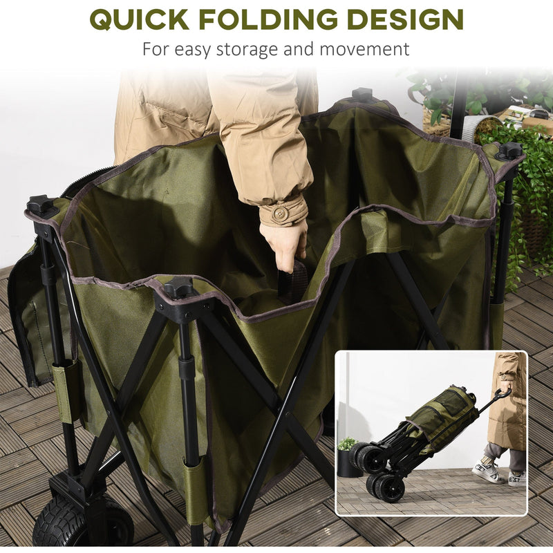 Green Folding Garden Garden Trolley on Wheels