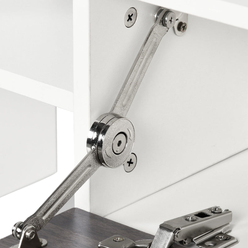 White & Grey TV Cabinet with Wall Shelf and Storage