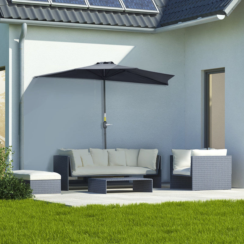 2.7m Half Parasol for Balcony - 5 Steel Ribs Outsunny