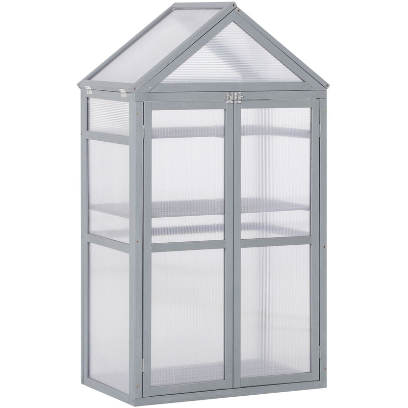 Greenhouse Cold Frame, Shelves, Double Doors, 80x47x138cm