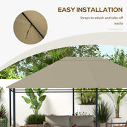 Outsunny 3 x 4m Gazebo Canopy Replacement Cover, Gazebo Roof Replacement (TOP COVER ONLY), Khaki Outsunny