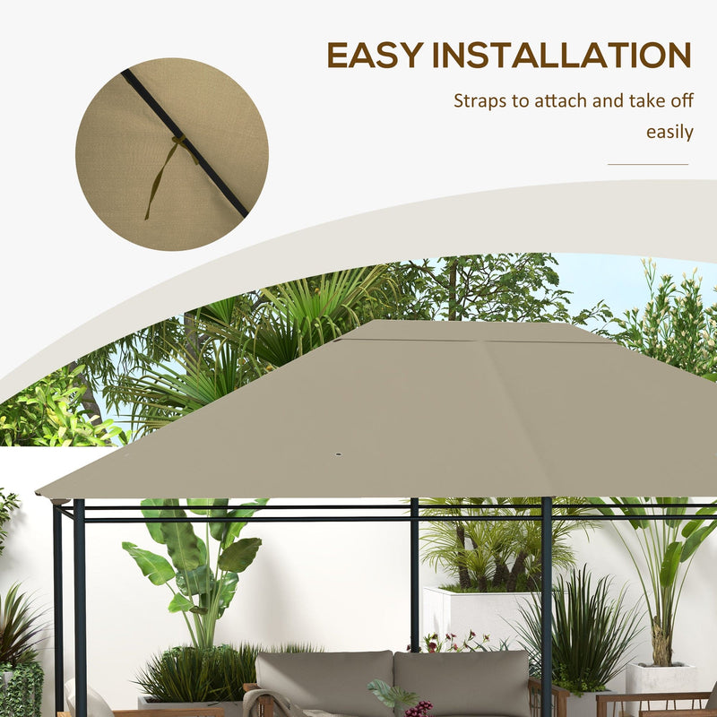 Outsunny 3 x 4m Gazebo Canopy Replacement Cover, Gazebo Roof Replacement (TOP COVER ONLY), Khaki Outsunny