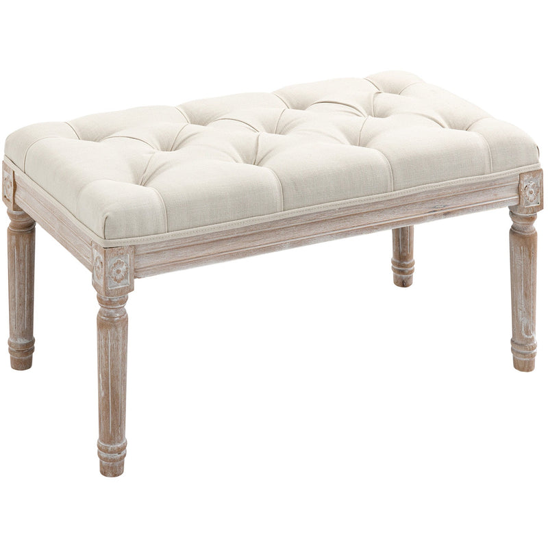 Beige Upholstered Accent Bench
