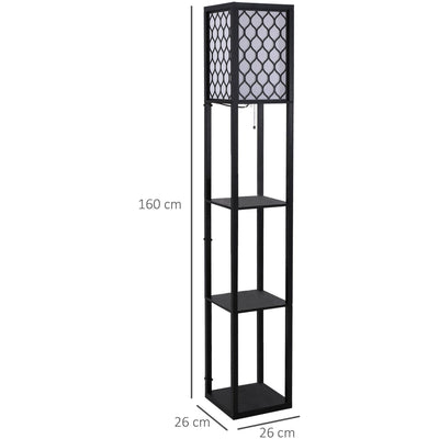 Floor Lamp With Shelves, Black Homcom