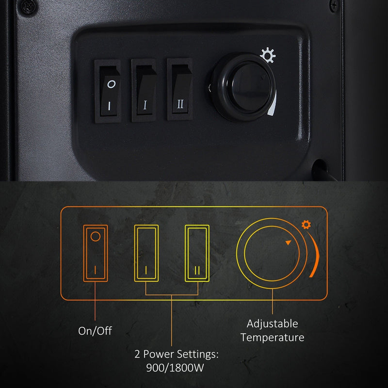 Portable Electric Fireplace, Flame Effect, 1000/2000W