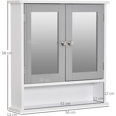 Wall Mounted Bathroom Cabinet with Mirror With Shelf Kleankin