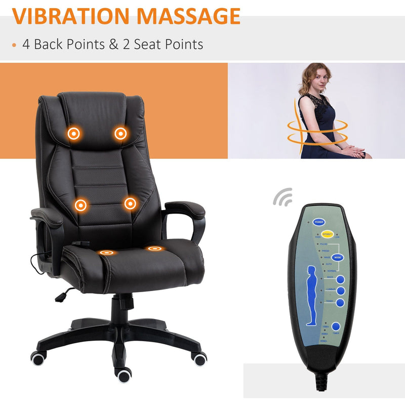 6 Point Vibrating Massage Office Chair, Swivel, Footrest