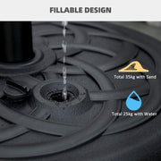 Outsunny Garden Parasol Base Holder, Outdoor Market Umbrella Stand Weight with Built-In Handle, 25kg Water or 35kg Sand Filled, Black Outsunny