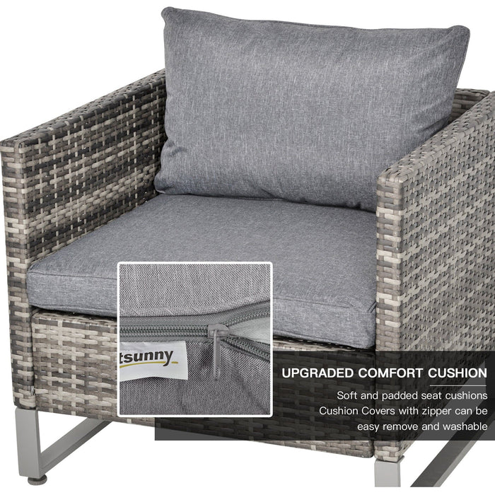 Grey 4 Seater Outdoor Dining Set with Sofa Chairs & Table