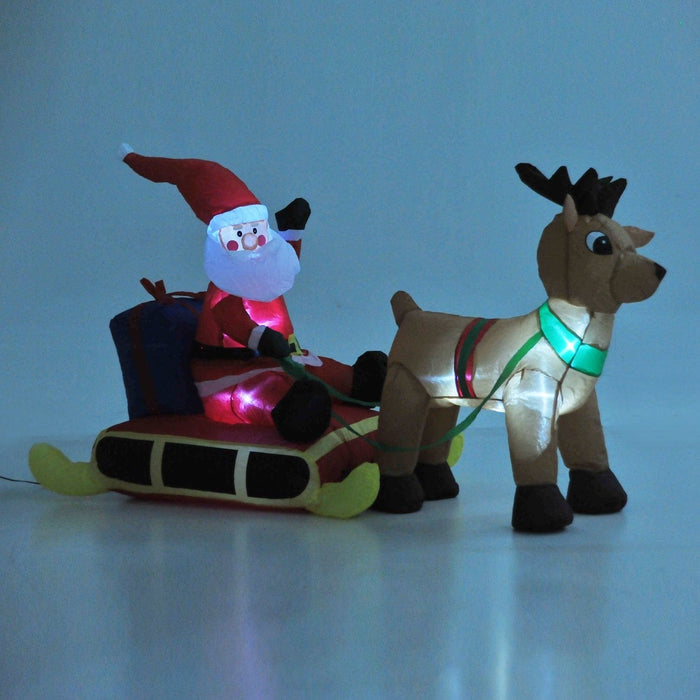 Image of an Inflatable Santa With Reindeer