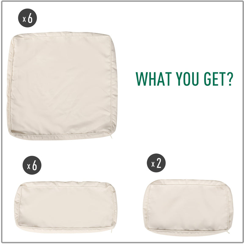 14pc Rattan Sofa Cushion Cover Replacement, Beige