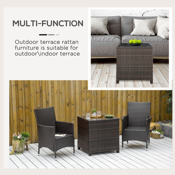 Stylish Rattan Side Table with Tempered Glass Top