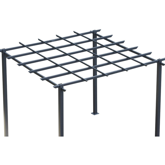 Metal Pergola With Trellis Roof, 3x3m, Black