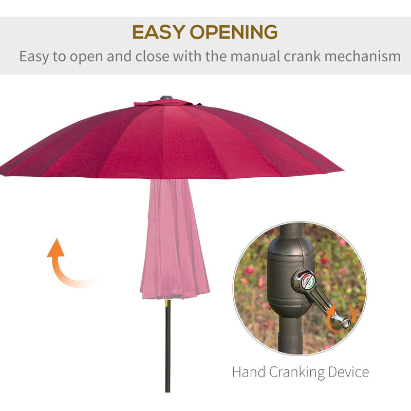 Round Patio Parasol, 2.5m, Tilt Crank, 18 Ribs