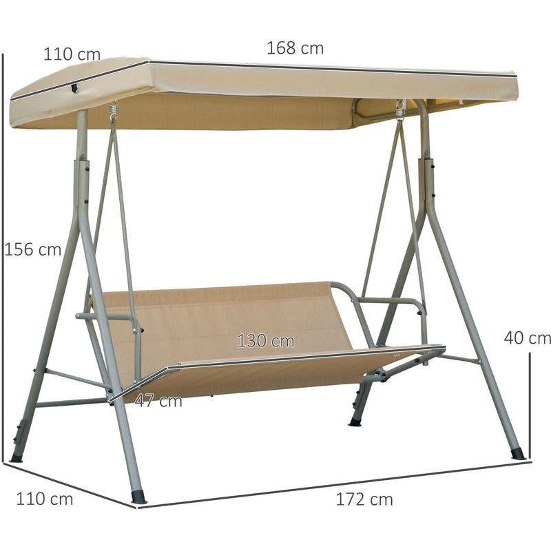 3 Seat Garden Swing Chair With Canopy Outsunny