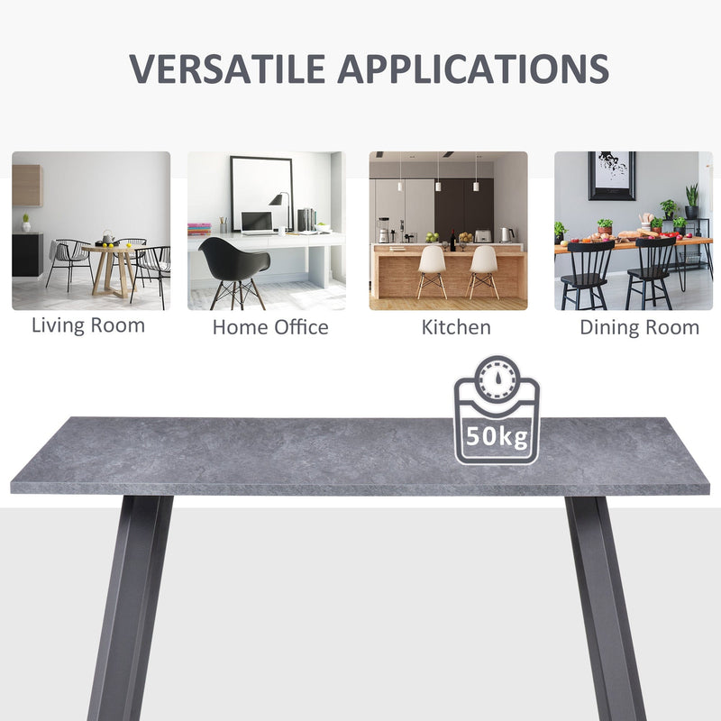 Dining Table, Metal Legs, Spacious Top, Dark Grey