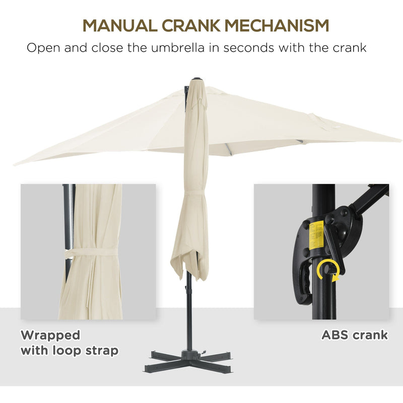 2.5m Roma Cantilever Parasol - Cream Outsunny