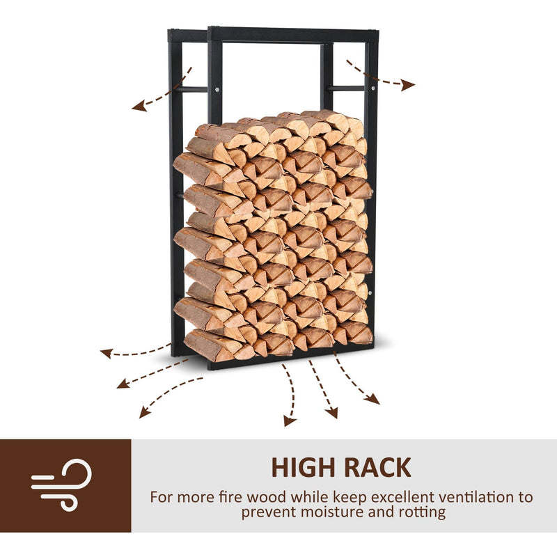 Tall Metal Firewood Log Holder, Indoor/Outdoor, Rust-Resistant