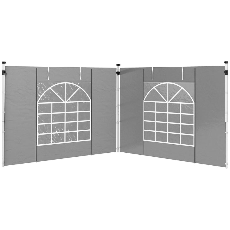 Outsunny Gazebo Side Panels, 2 Pack Sides Replacement, for 3x3(m) or 3x6m Pop Up Gazebo, with Windows and Doors, Light Grey Outsunny