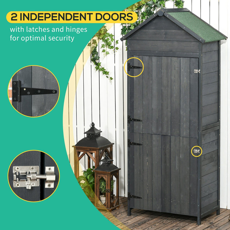 Grey 4-Tier Garden Shed with Double Doors