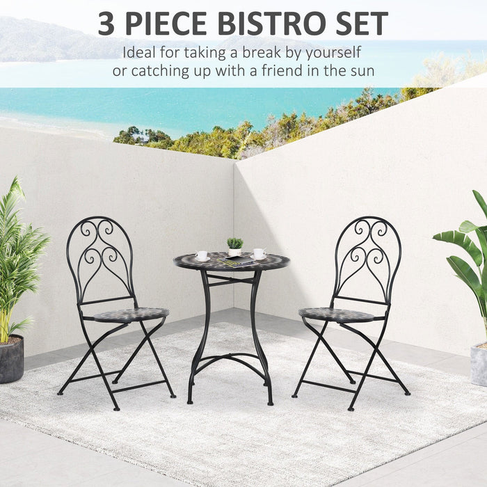 Mosaic Outdoor Bistro Set, Metal Frame