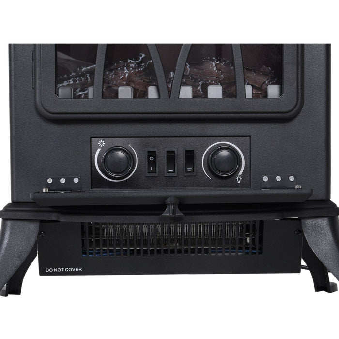 1850W Electric Free Standing Fireplace, Fan, Black