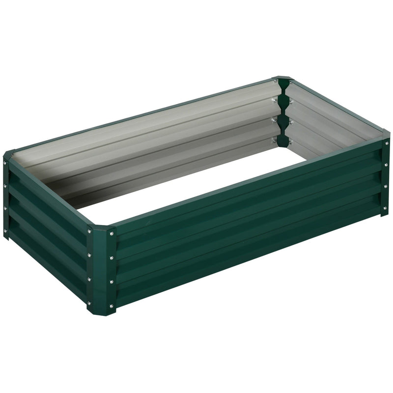 Outsunny Raised Beds for Garden, Galvanized Outdoor Planters, for Herbs and Vegetables, Use for Patio, Backyard, Balcony, Green