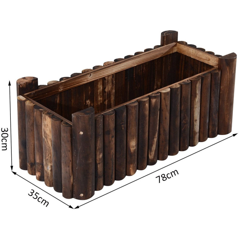 Raised Wooden Flower Beds, 78x35x30 cm