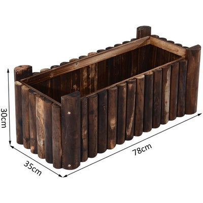 Raised Wooden Flower Beds, 78x35x30 cm Outsunny