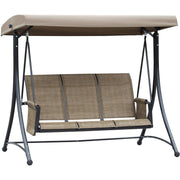 3 Person Garden Swing Chair With Side Pockets, Canopy Outsunny